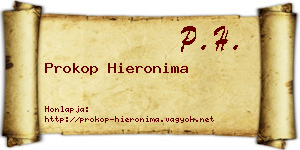 Prokop Hieronima névjegykártya